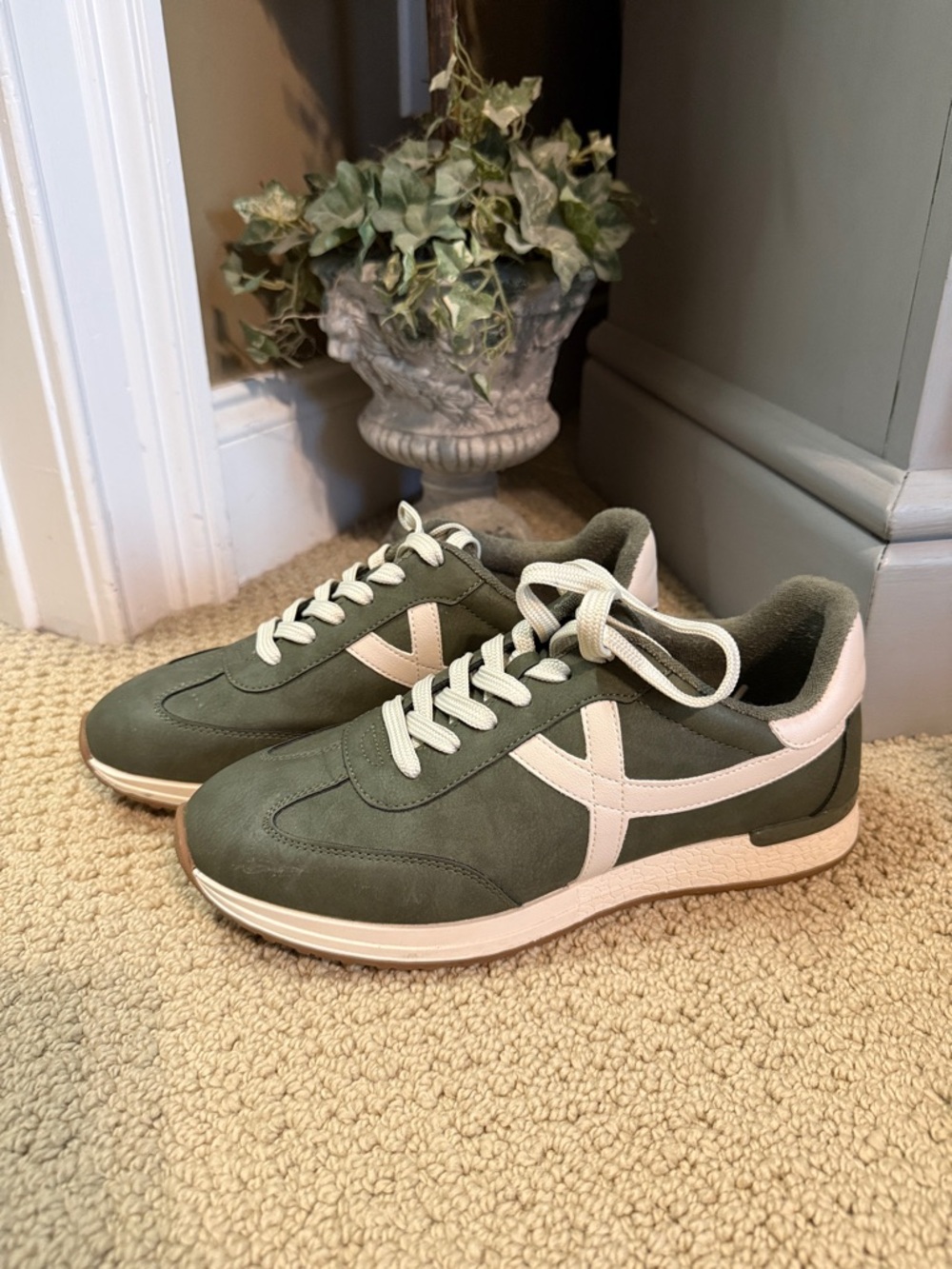 Dolce Vita Olive Green and White Women's Sneakers